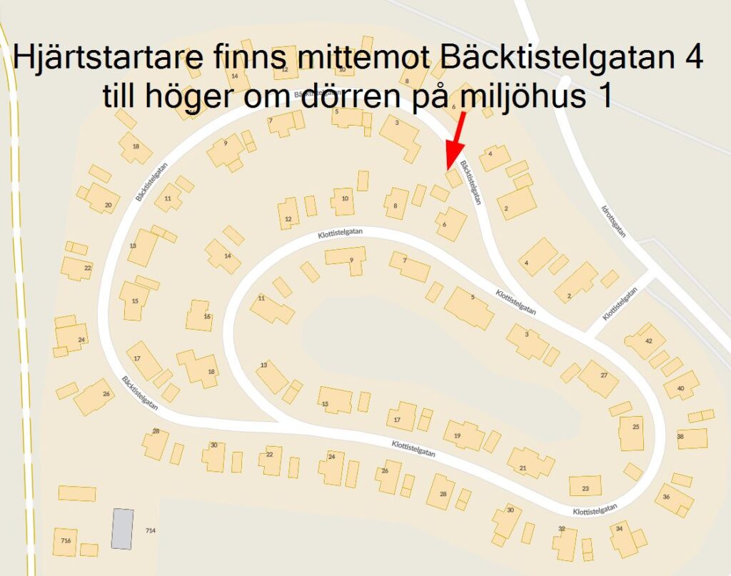 Karta som visar placering av hjärtstartare